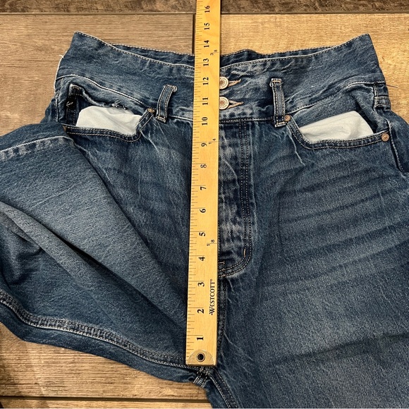 Kancan High Rise Button Fly Wide Leg Jeans – Raw Hem Medium Wash Size 28 - Picture 6 of 10